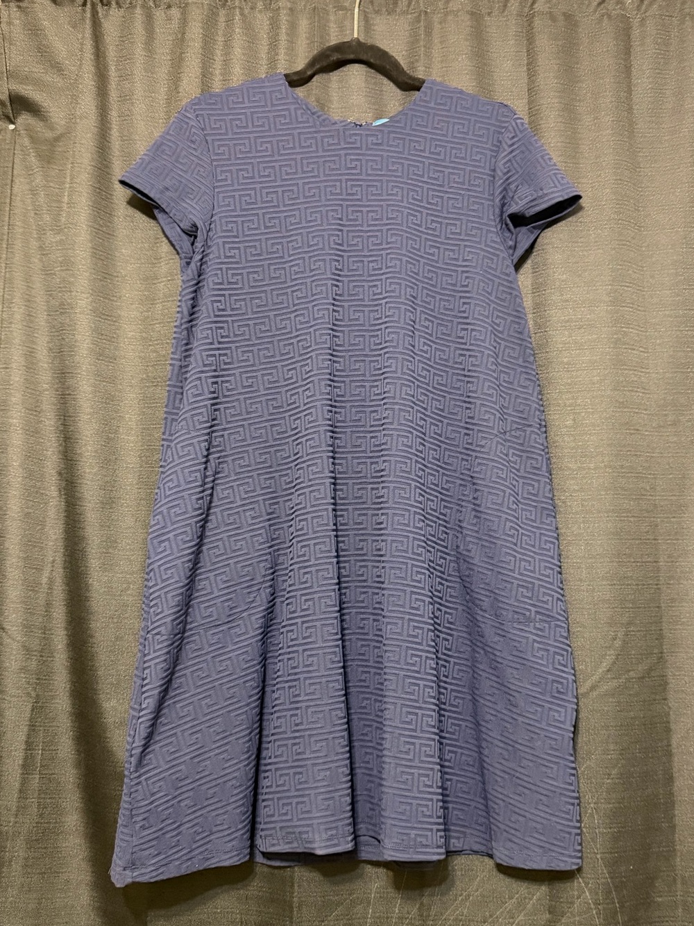 J. McLaughlin Textured Blue Short-Sleeve Dress